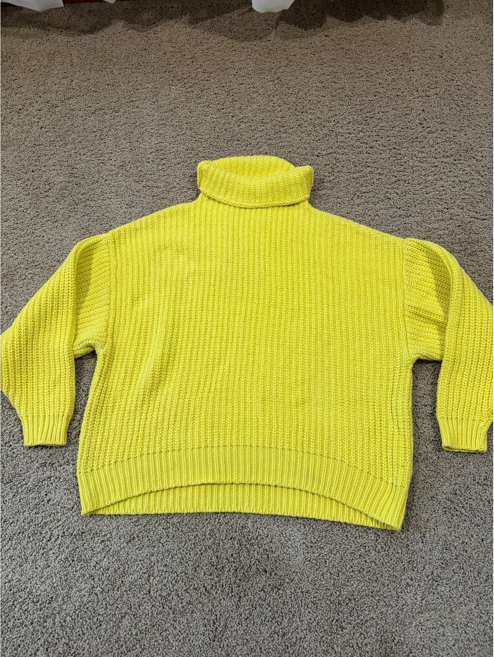 Free People Swim Too Deep Turtleneck Sweater Yellow XS Oversized Chunky Knit